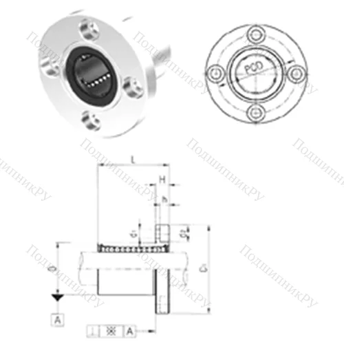 Подшипник шариковый линейный LMF 40UU от производителя  Samick