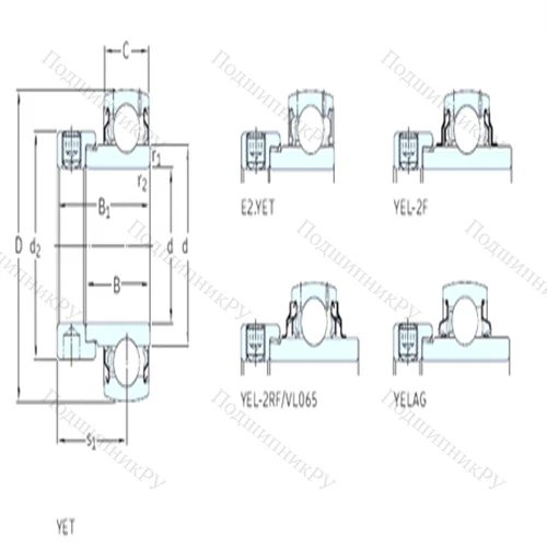 Подшипник шариковый радиальный E 2.YET 208-108 от производителя  SKF