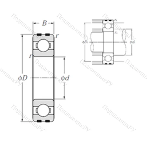 Подшипник шариковый радиальный EC-6008