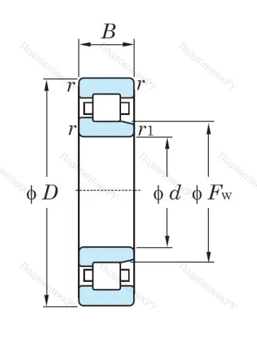 Роликовый цилиндрический подшипник NJ 2308 от производителя  KOYO