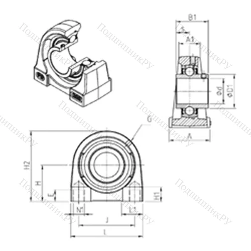 Подшипниковый узел шариковый радиальный UCPG 211 от производителя  SNR