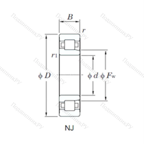 Подшипник роликовый радиальный NJ 226R