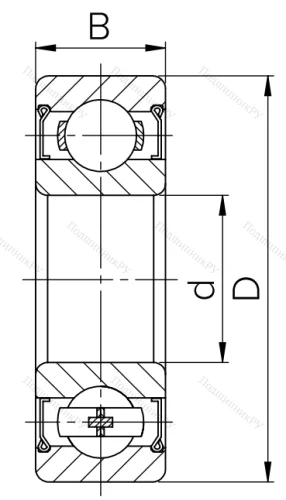 Шариковый однорядный подшипник 80105 (6005 ZZ) в Уфе