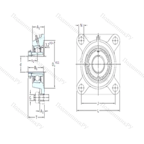 Подшипниковый узел шариковый радиальный FYJ 55 KF+HE 2311 B от производителя  SKF