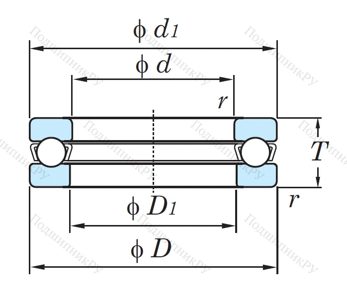 Упорный шариковый подшипник 51305