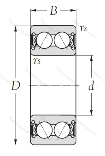 Двухрядный шариковый подшипник 5207 2RS от производителя  KSM