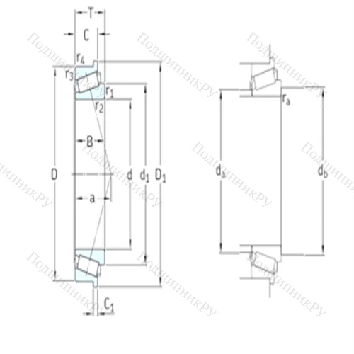 Подшипник роликовый радиально-упорный 32008XR/QVA 621 от производителя  SKF Подшипник роликовый радиально-упорный 32008XR/QVA 621 от производителя  SKF
