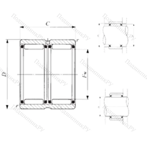 Подшипник игольчатый радиальный RNAFW 284032 от производителя  IKO