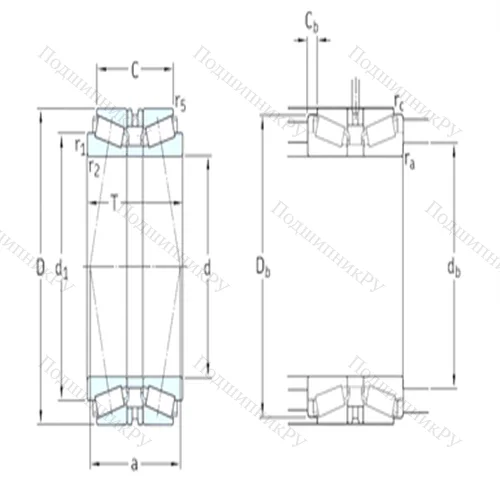 Подшипник роликовый радиально-упорный спаренный 32036T 150X/DB