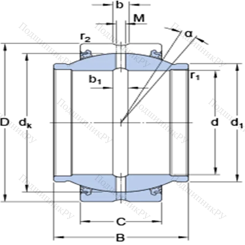 Радиальные сферические подшипники скольжения с контактными поверхностями сталь/сталь, требующие техобслуживания GEZM 100 ES-2LS
