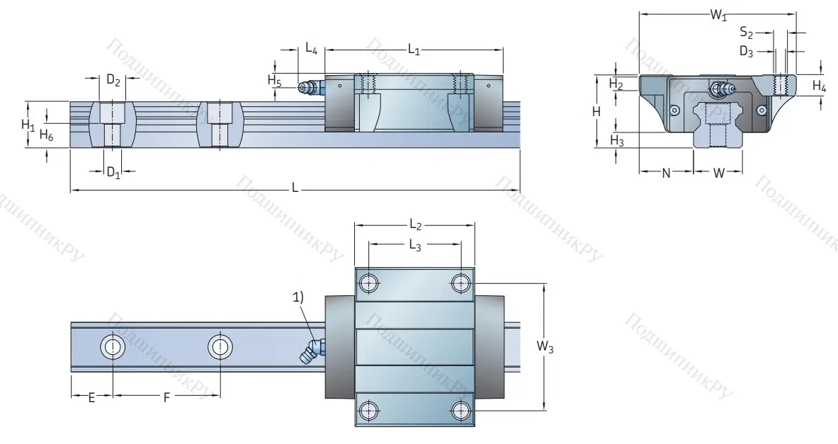 Профильная рельсовая направляющая LLTHS 25 R 1 T 1 220 P 3 E=0 (M/P 011515) в Уфе