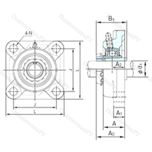 Подшипниковый узел шариковый радиальный UKF 206+H 2306 от производителя  NACHI