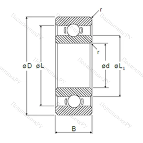 Подшипник шариковый радиальный L-1260 от производителя  NMB Подшипник шариковый радиальный L-1260 от производителя  NMB