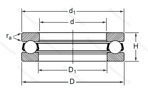 Упорный шариковый подшипник 8101 (51101) в Уфе