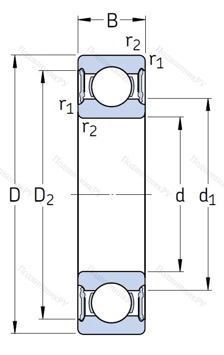 Однорядный шариковый подшипник 6015 2RS 1