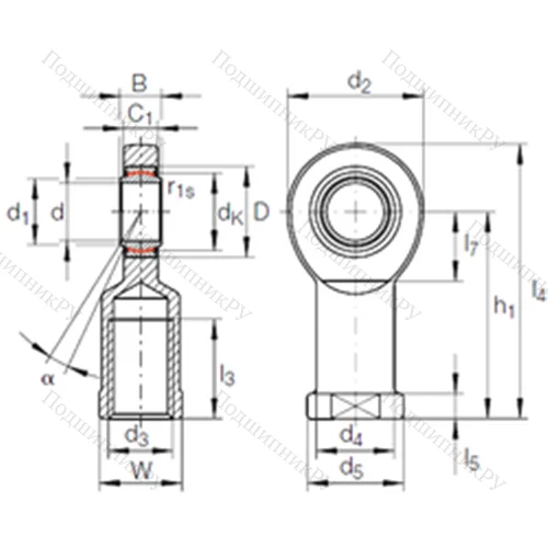 Подшипник скольжения сферический GIR 45 UK-2RS от производителя  INA