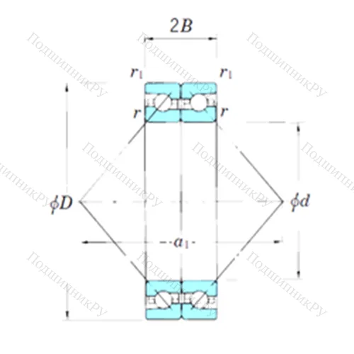 Подшипник шариковый радиально-упорный спаренный ACT 020BDB