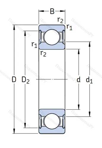 Однорядный шариковый подшипник 6317 2RS 1/C 3 от производителя  SKF