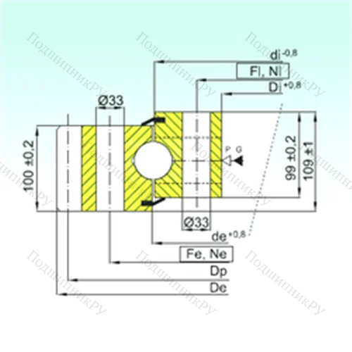 Подшипник шариковый опорно-поворотный EB 1.50.2645.400-1SPPN от производителя  ISB