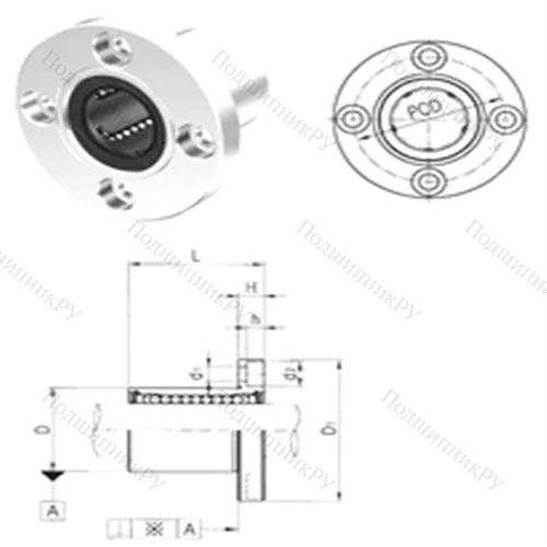 Подшипник шариковый линейный LMEF 50 от производителя  Samick