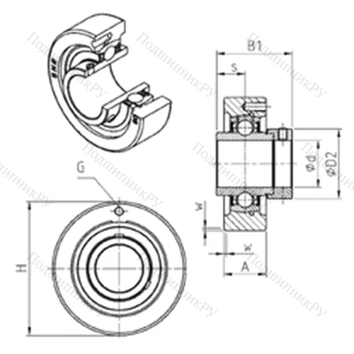 Подшипниковый узел шариковый радиальный EXC 314 от производителя  SNR