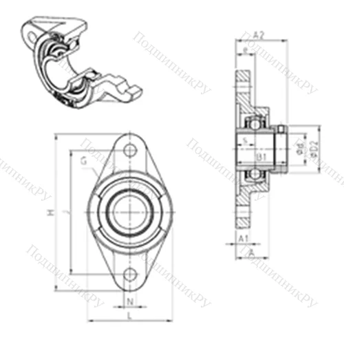 Подшипниковый узел шариковый радиальный EXFL 316