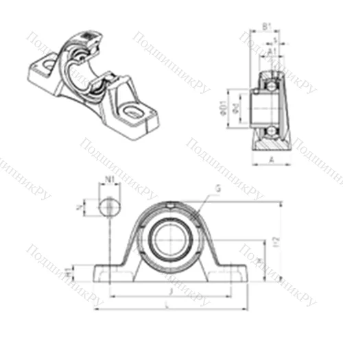 Подшипниковый узел шариковый радиальный USPLE 207 от производителя  SNR
