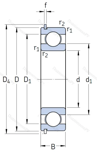 Однорядный шариковый подшипник 6206 2RS 1 NR от производителя  SKF