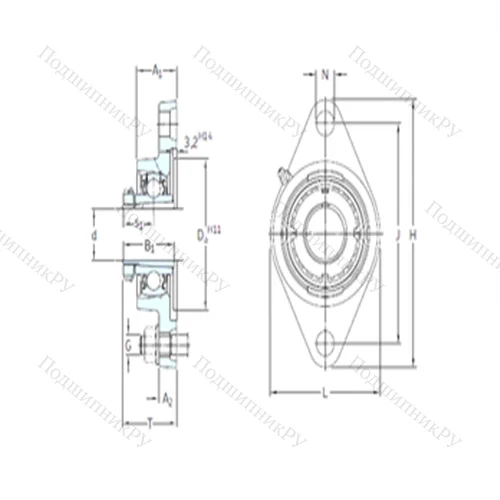Подшипниковый узел шариковый радиальный FYTJ 40 KF+HE 2308 от производителя  SKF