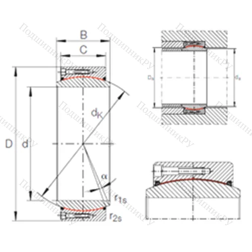 Подшипник скольжения сферический GE 440 DW-2RS 2 от производителя  INA