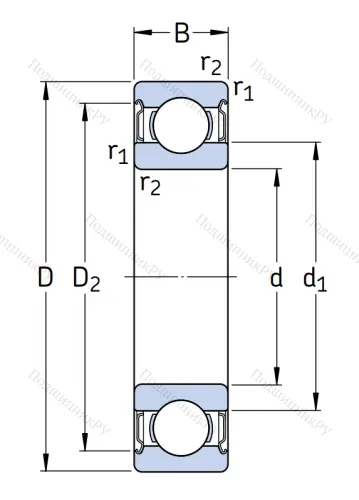 Высокотемпературный подшипник 6306 2Z/C 3 WT от производителя  SKF