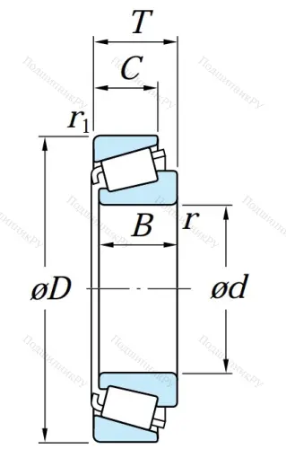 Конический роликовый подшипник HC 33009 JR 35UIOXUR6S от производителя  KOYO