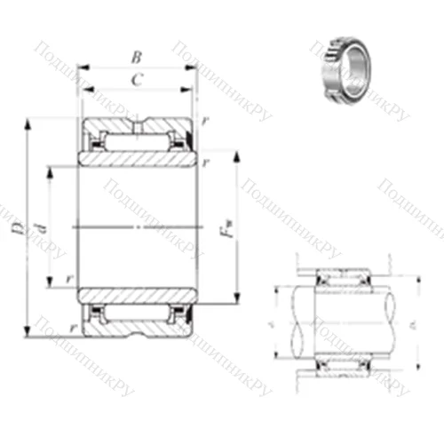 Подшипник игольчатый радиальный NA 6904U