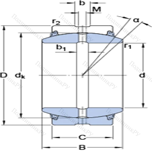 Радиальные сферические подшипники скольжения с контактными поверхностями сталь/сталь, требующие техобслуживания GE 140 ES-2LS от производителя  SKF