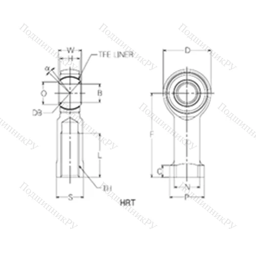 Подшипник скольжения сферический HRT 17 от производителя  NMB