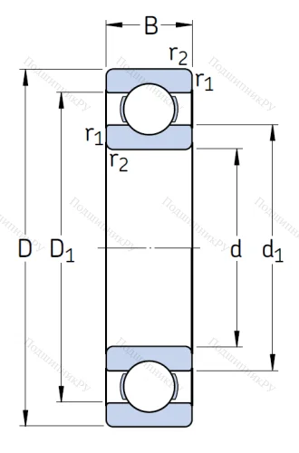 Однорядный шариковый подшипник 6305 TN 9/C 4 от производителя  SKF