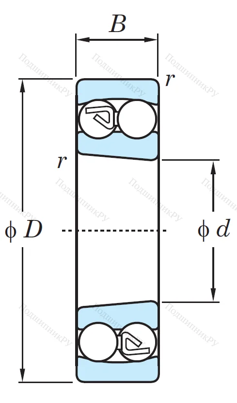 Двухрядный шариковый подшипник 1311 K