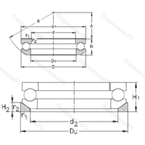 Подшипник шариковый упорный 53407+U 407 от производителя  NKE