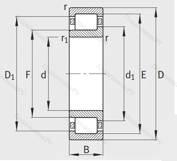 Роликовый цилиндрический подшипник NJ 306 E XL TVP 2