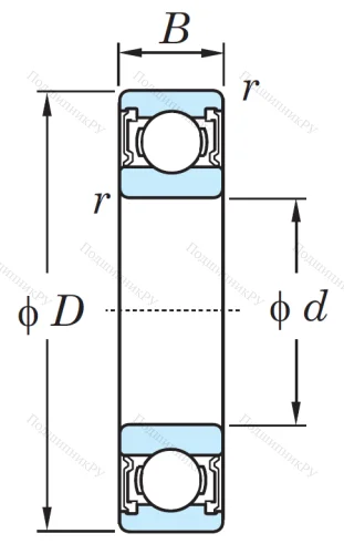 Однорядный шариковый подшипник 6219 2RS CM от производителя  KOYO