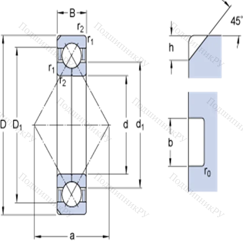 Шарикоподшипники с четырёхточечным контактом QJ 1076 N 2MA