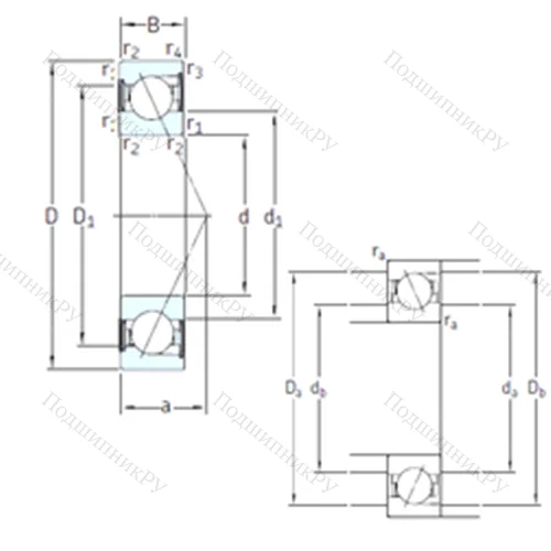 Подшипник шариковый радиально-упорный S 7208 ACD/HCP 4A от производителя  SKF