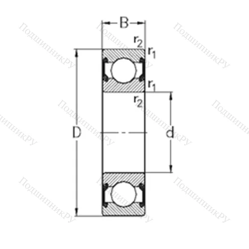 Подшипник шариковый радиальный 6007-2RS 2
