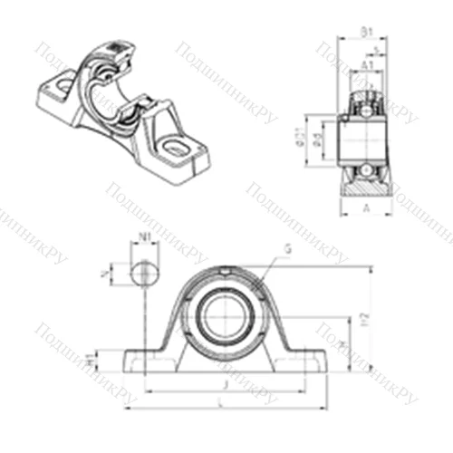 Подшипниковый узел шариковый радиальный UCPLE 212