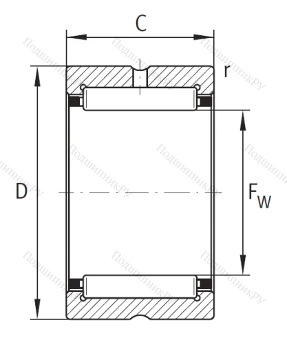 Игольчатый подшипник NK 55/35 XL от производителя  INA