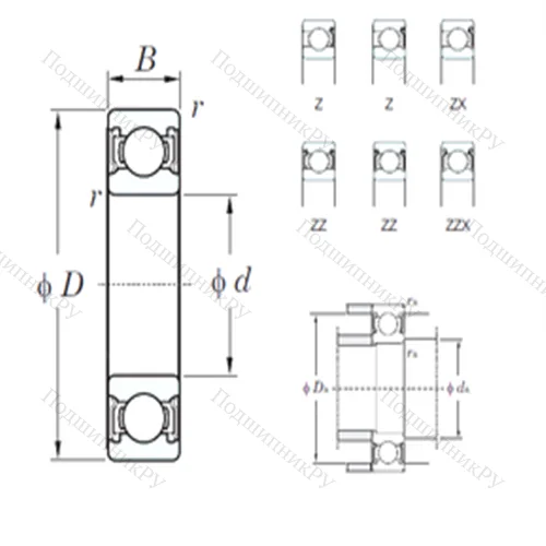 Подшипник шариковый радиальный 6822Z