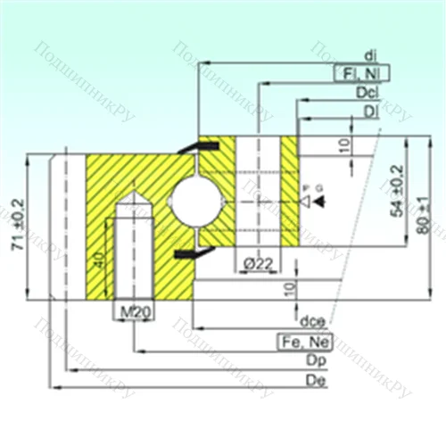 Подшипник шариковый опорно-поворотный EB 1.25.0655.201-2STPN от производителя  ISB