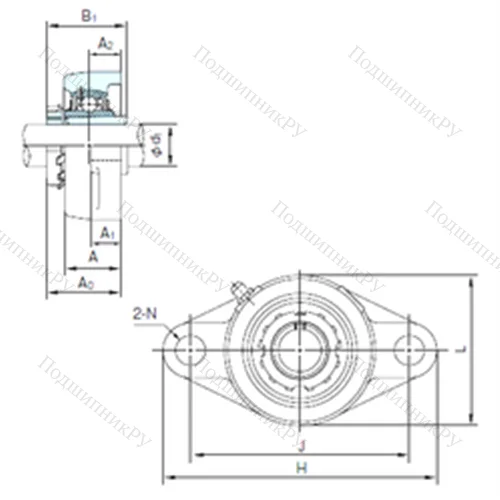 Подшипниковый узел шариковый радиальный UKFL 306+H 2306 от производителя  NACHI