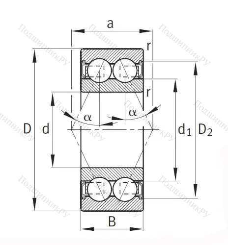Двухрядный шариковый подшипник 30/8 2RS от производителя  INA