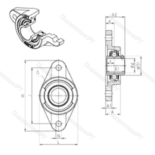 Подшипниковый узел шариковый радиальный UCFL 212 от производителя  SNR